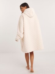 Simply Be Cream Oversized Reversible Fluffy Hooded Dress - Image 2 of 4