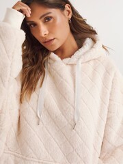 Simply Be Cream Oversized Reversible Fluffy Hooded Dress - Image 4 of 4
