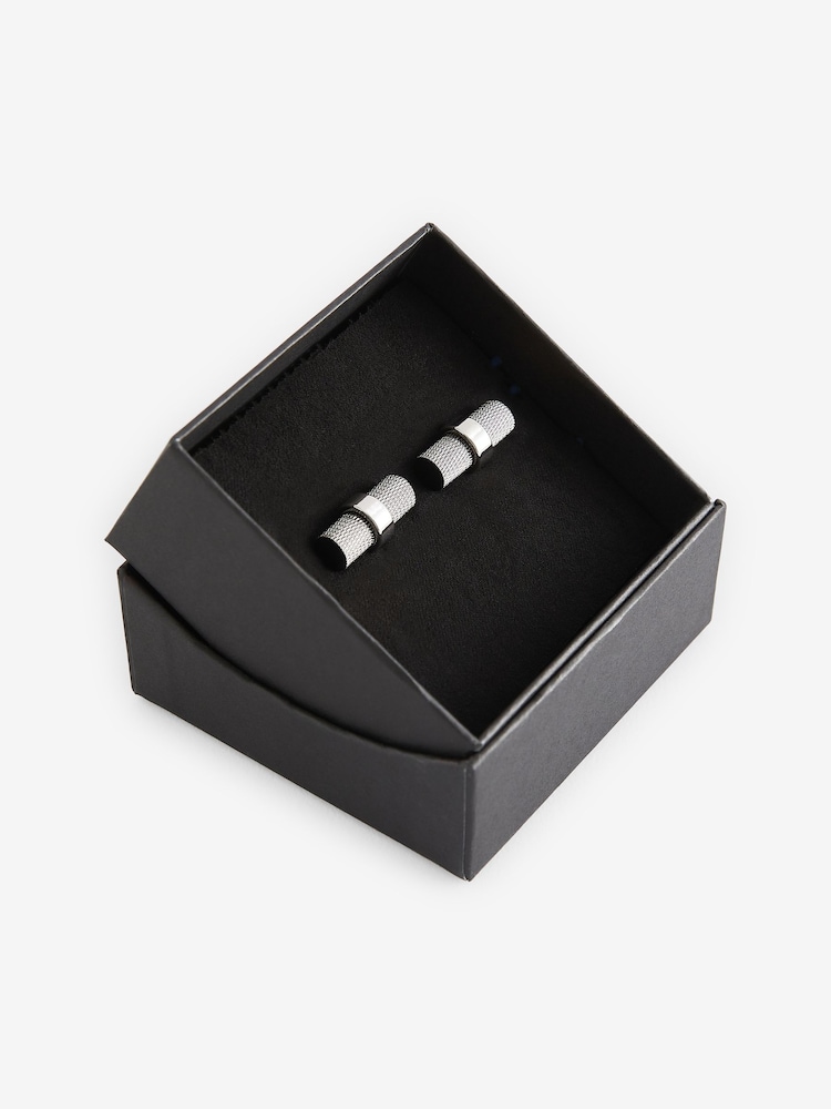 Gun Metal Textured Barrell Cufflink - Image 2 of 2