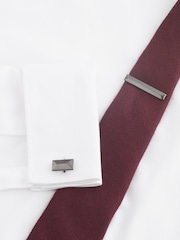 Gun Metal Pyramid Textured Cufflink And Tie Clip Set - Image 5 of 5