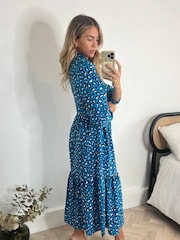 Style Cheat Blue Elena Shirt Tiered Midi Dress - Image 2 of 4