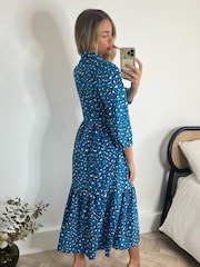 Style Cheat Blue Elena Shirt Tiered Midi Dress - Image 3 of 4