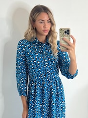 Style Cheat Blue Elena Shirt Tiered Midi Dress - Image 4 of 4