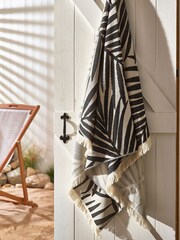 Monochrome XL Lightweight Leaf 100% Cotton Beach Towel - Image 1 of 3