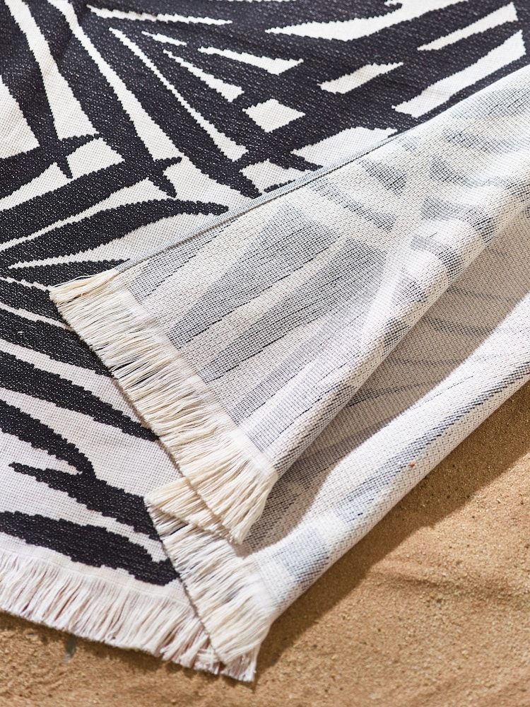 Monochrome XL Lightweight Leaf 100% Cotton Beach Towel - Image 2 of 3 Monochrome XL Lightweight Leaf 100% Cotton Beach Towel - Image 2 of 3