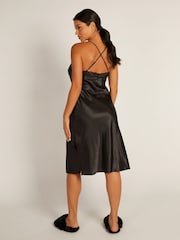 Boux Avenue Amelia langes schwarzes Satin-Nachthemd - Bild 3 von 4