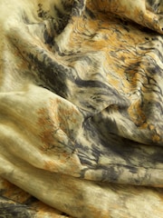 Green Scenic Print Long Sleeve Trim Blouse - Image 6 of 6