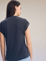 Charcoal Grey Premium Modal Rich Short Sleeve Scoop Neck T-Shirt - Image 3 of 6