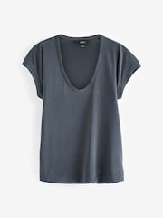 Charcoal Grey Premium Modal Rich Short Sleeve Scoop Neck T-Shirt - Image 5 of 6