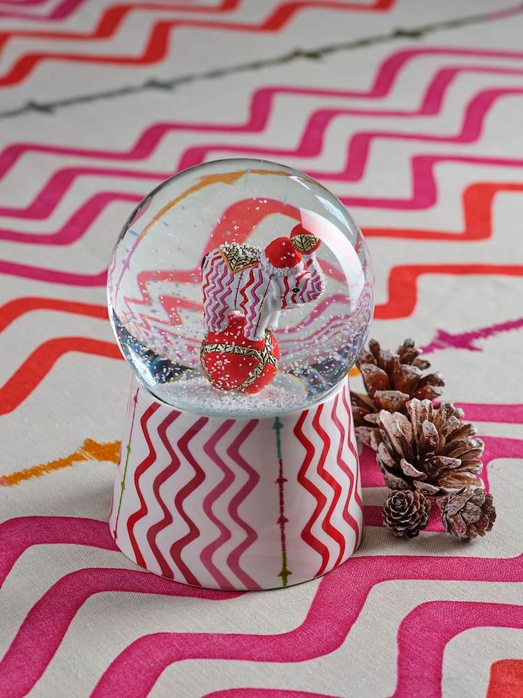 Spode White Kit Kemp Rik Rak Elephant Snow Globe - Image 1 of 6