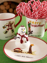 Spode White Kit Kemp Doodles Christmas Tidbit Plates - Image 1 of 6