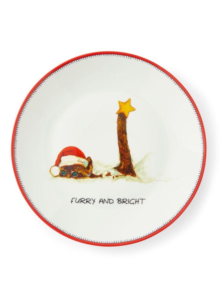 Spode White Kit Kemp Doodles Christmas Tidbit Plates - Image 2 of 6