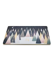 Portmeirion Set of 4 Blue Sara Miller Frosted Pines Christmas Placemats - Image 2 of 5