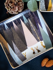 Portmeirion Blue Sara Miller Frosted Pines 3 Square Dishes - Image 4 of 6