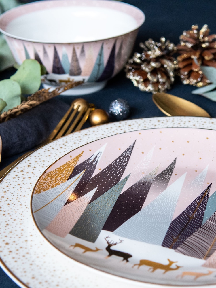Portmeirion Blue Sara Miller Frosted Pines Set of Four Side Plates - Image 2 of 6