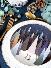 Portmeirion Blue Sara Miller Frosted Pines Set of Four Side Plates - Image 3 of 6