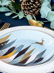 Portmeirion Blue Sara Miller Frosted Pines Set of Four Side Plates - Image 4 of 6