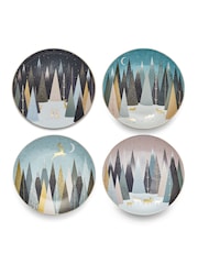 Portmeirion Blue Sara Miller Frosted Pines Set of Four Side Plates - Image 5 of 6