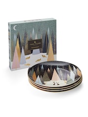 Portmeirion Blue Sara Miller Frosted Pines Set of Four Side Plates - Image 6 of 6