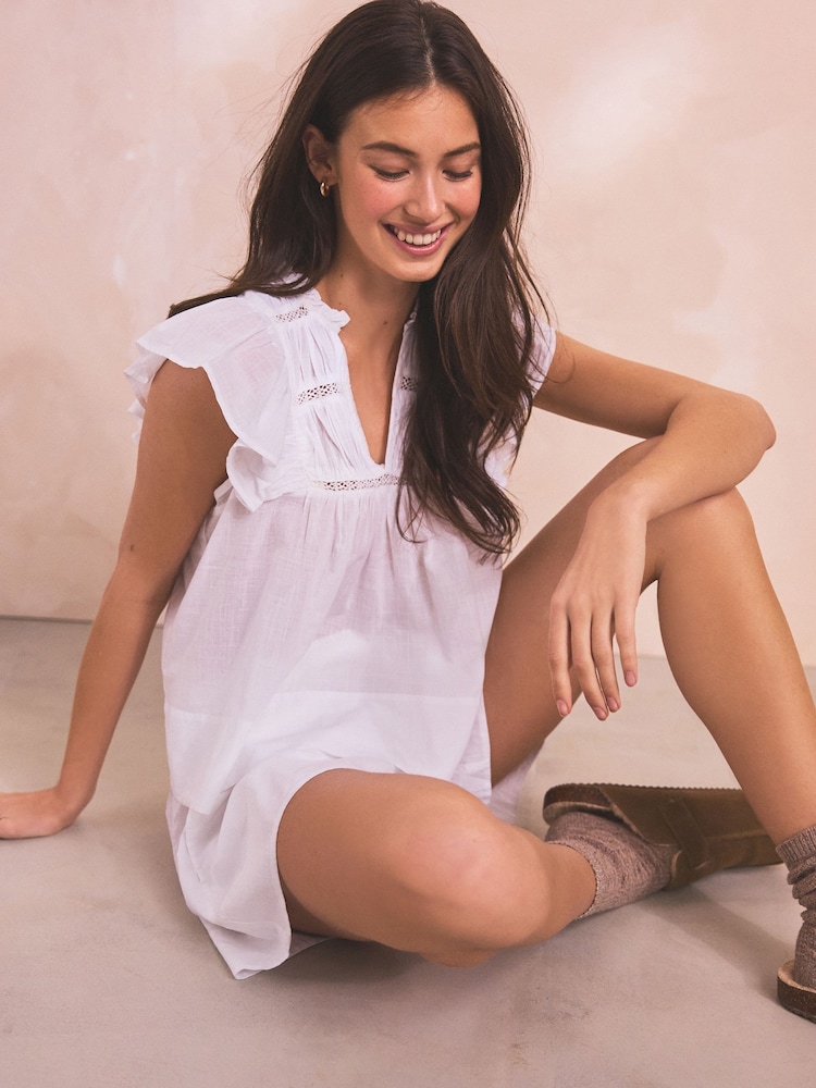 Weiß - Kurzes Pyjamaset aus leichter Baumwolle - Bild 1 von 10 Weiß - Kurzes Pyjamaset aus leichter Baumwolle - Bild 1 von 10