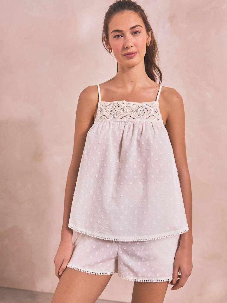 White Cami Short Set Pyjamas - Image 2 of 10 White Cami Short Set Pyjamas - Image 2 of 10