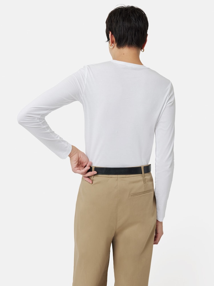 Jigsaw White Long Sleeve 100% Cotton Top - Image 2 of 7