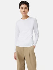 Jigsaw White Long Sleeve 100% Cotton Top - Image 4 of 7