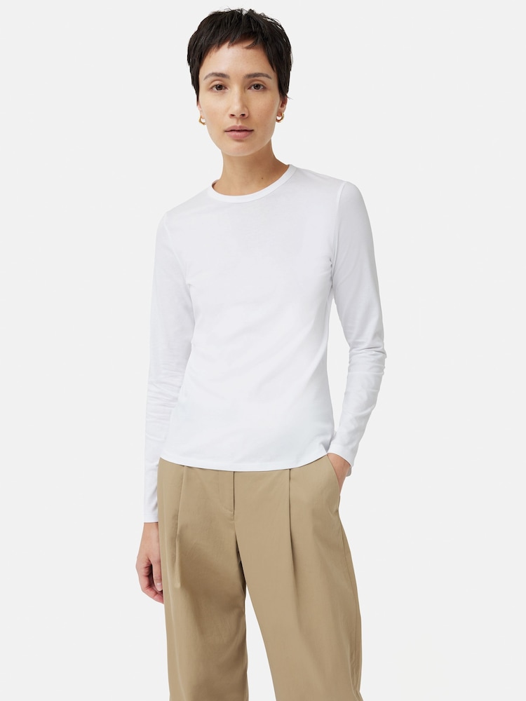 Jigsaw White Long Sleeve 100% Cotton Top - Image 4 of 7
