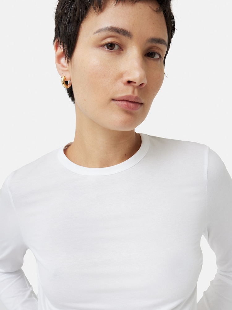 Jigsaw White Long Sleeve 100% Cotton Top - Image 6 of 7