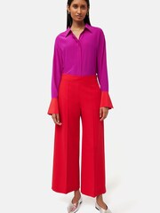 Jigsaw Pink Silk Relaxed Contrast Shirt - Image 3 of 5