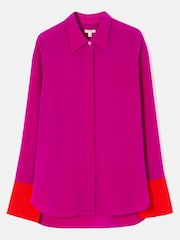 Jigsaw Pink Silk Relaxed Contrast Shirt - Image 5 of 5