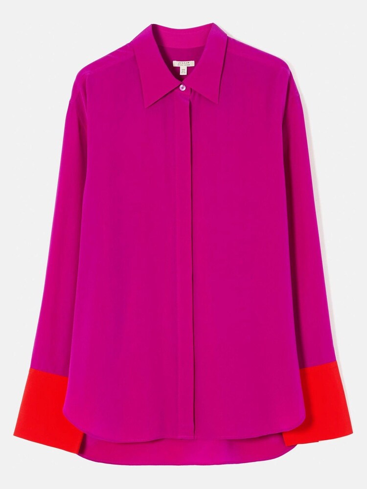 Jigsaw Pink Silk Relaxed Contrast Shirt - Image 5 of 5