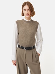 Jigsaw Brown Cashmere Crew Neck Tank - Image 1 of 5