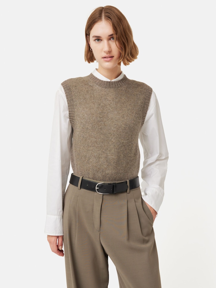 Jigsaw Brown Cashmere Crew Neck Tank - Image 1 of 5