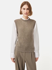 Jigsaw Brown Cashmere Crew Neck Tank - Image 4 of 5