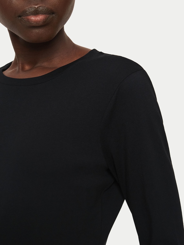 Jigsaw Black Long Sleeve 100% Cotton Top - Image 3 of 5