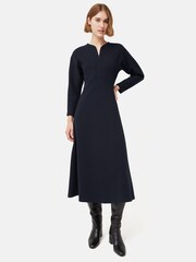 Jigsaw Blue Heavy Crepe Jersey Zip Dress - Image 1 of 5