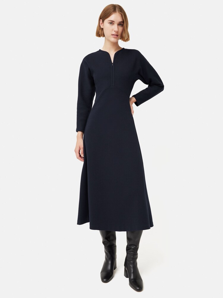 Jigsaw Blue Heavy Crepe Jersey Zip Dress - Image 1 of 5
