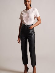Ted Baker Pink Marelll Branded Cotton T-Shirt - Image 3 of 6