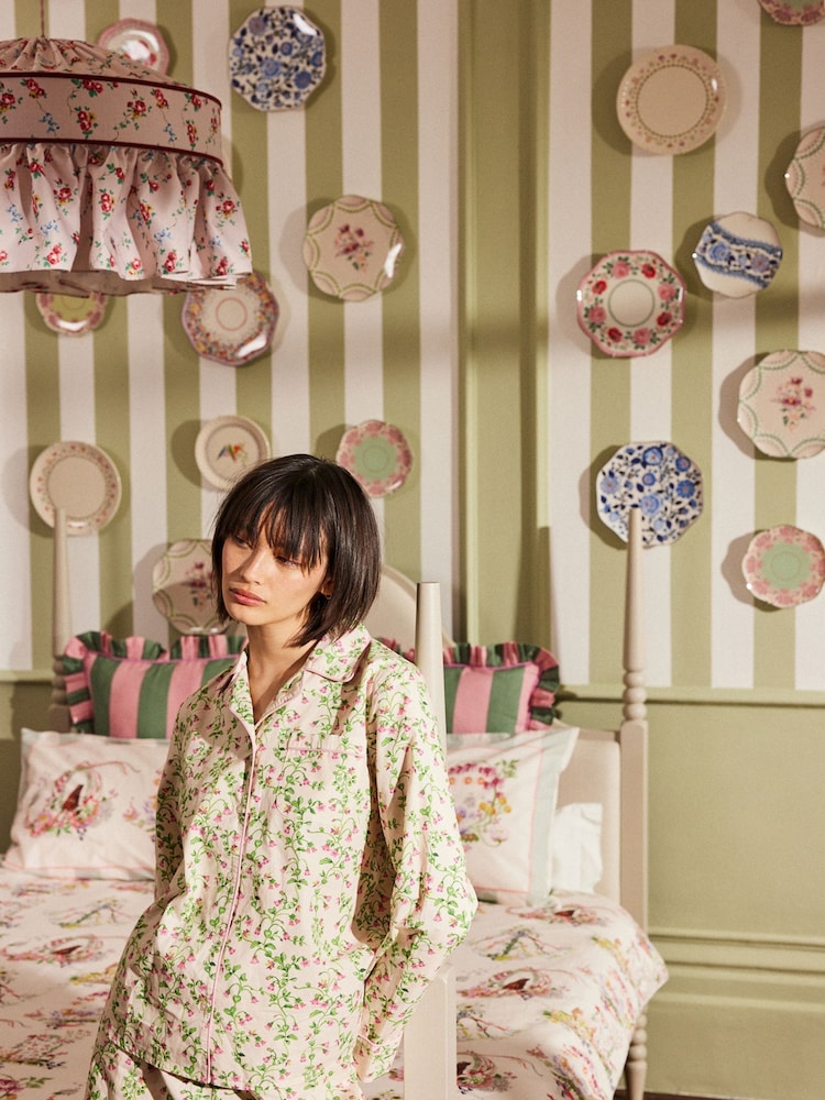 Cath Kidston Blue Floral 100% Cotton Button Through Pyjamas - Image 1 of 9
