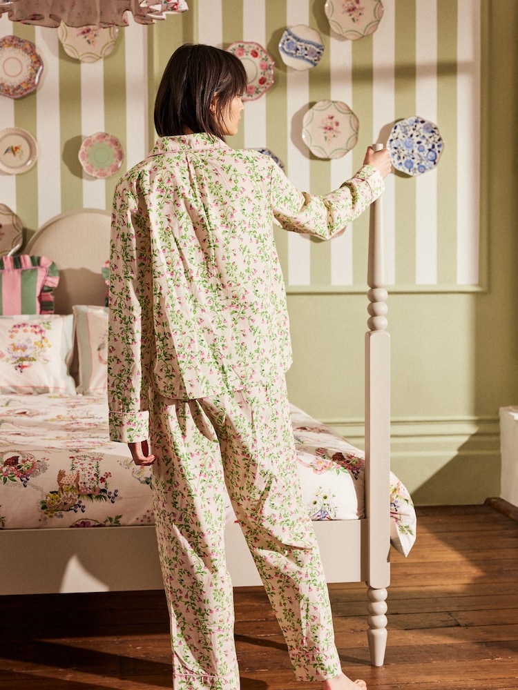 Cath Kidston Blue Floral 100% Cotton Button Through Pyjamas - Image 2 of 9