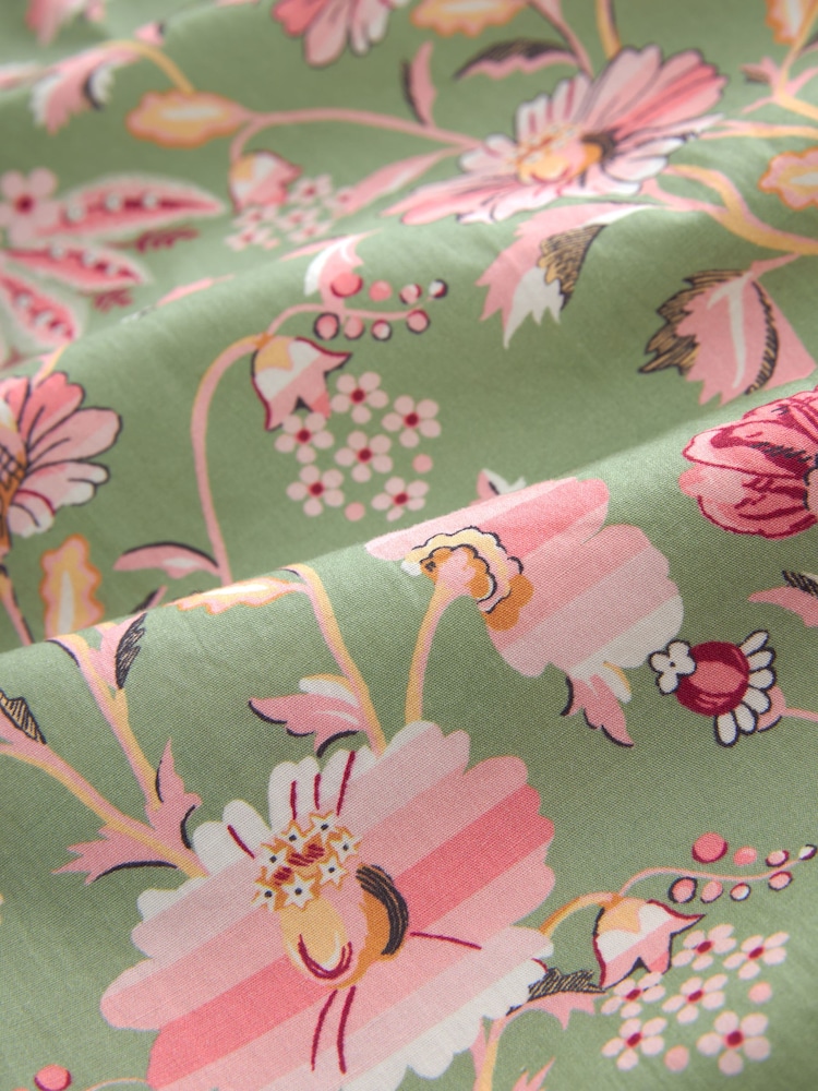 Cath Kidston Green Floral 100% Cotton Poplin Wrap Dressing Gown - Image 3 of 3