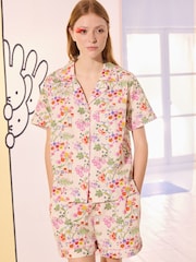 Cath Kidston Ecru Miffy Botanical Print 100% Cotton Poplin Button Through Pyjama Short Set - Image 1 of 10