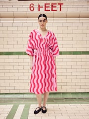 Cath Kidston Pink/Red Swirl Print 100% Cotton Kaftan Dress - Image 4 of 12