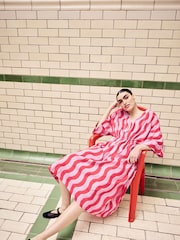 Cath Kidston Pink/Red Swirl Print 100% Cotton Kaftan Dress - Image 7 of 12