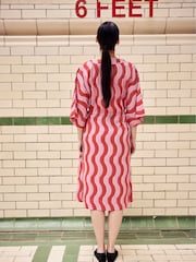 Cath Kidston Pink/Red Swirl Print 100% Cotton Kaftan Dress - Image 9 of 12