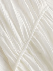 White Tie Front Tiered Textured Short Sleeve Blouse - Image 6 of 6