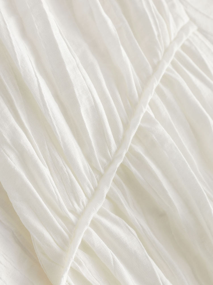 White Tie Front Tiered Textured Short Sleeve Blouse - Image 6 of 6