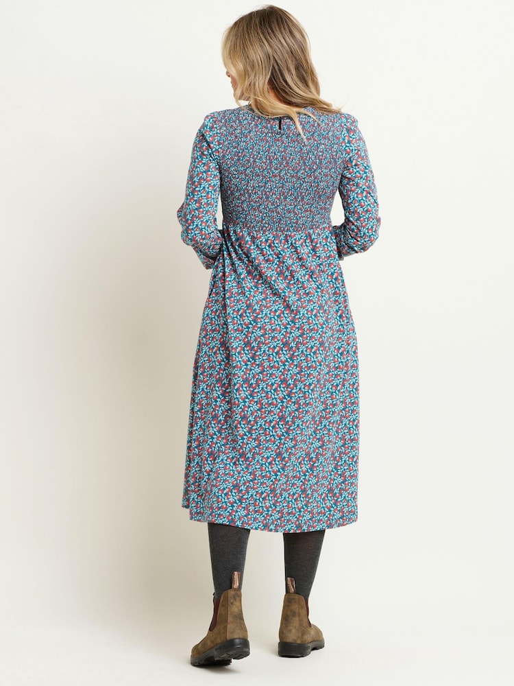 Brakeburn Natural Pressed Flowers Midi Dress - Image 2 of 4