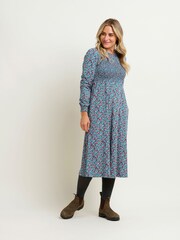 Brakeburn Natural Pressed Flowers Midi Dress - Image 3 of 4